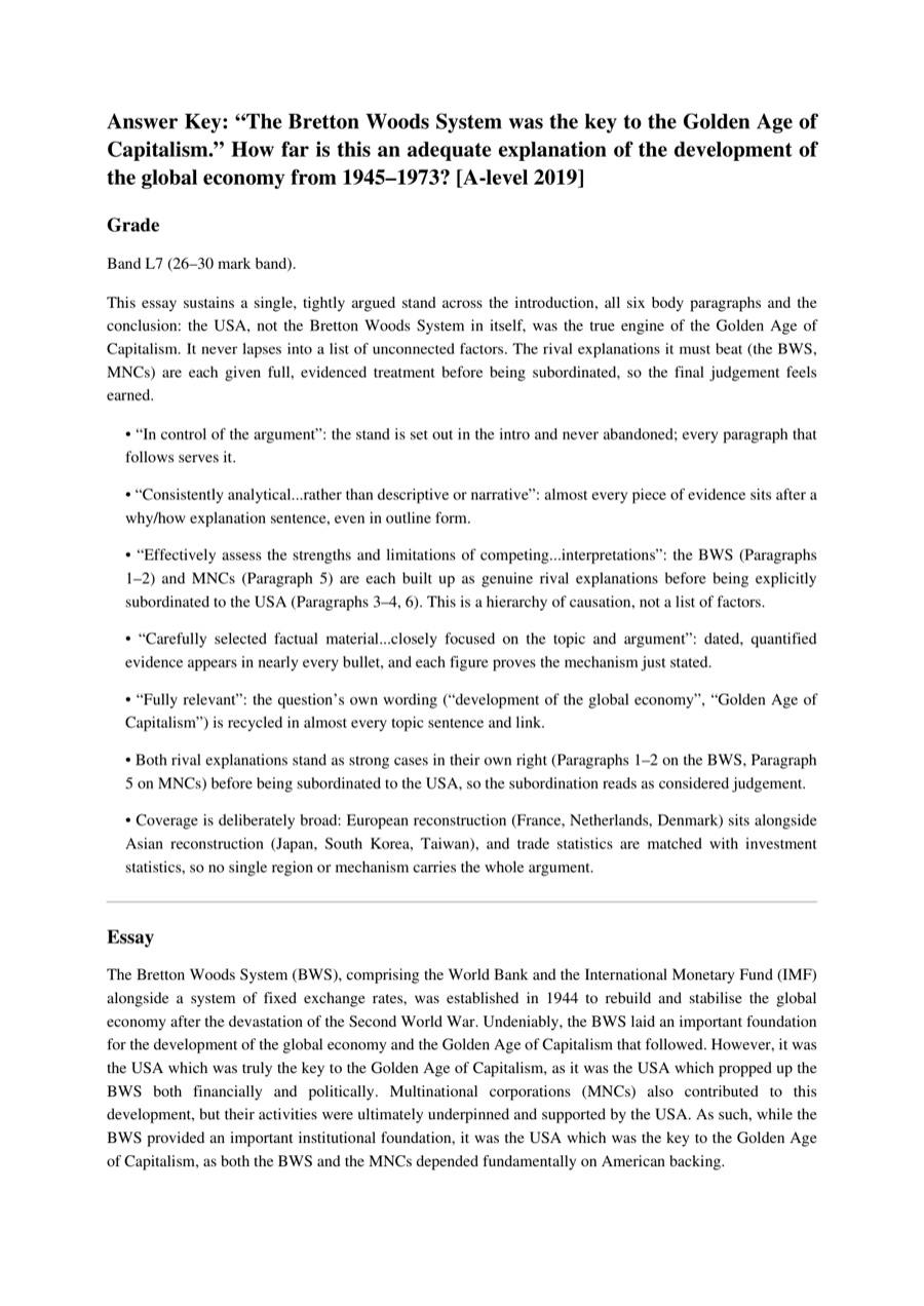 First page of the model essay